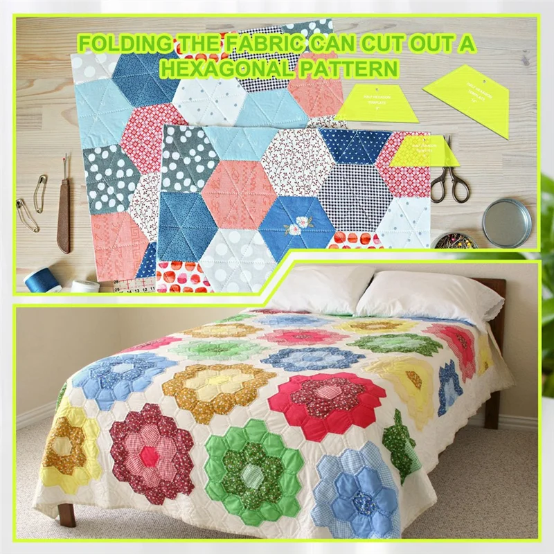6Pcs Half Hexagon Quilting Template