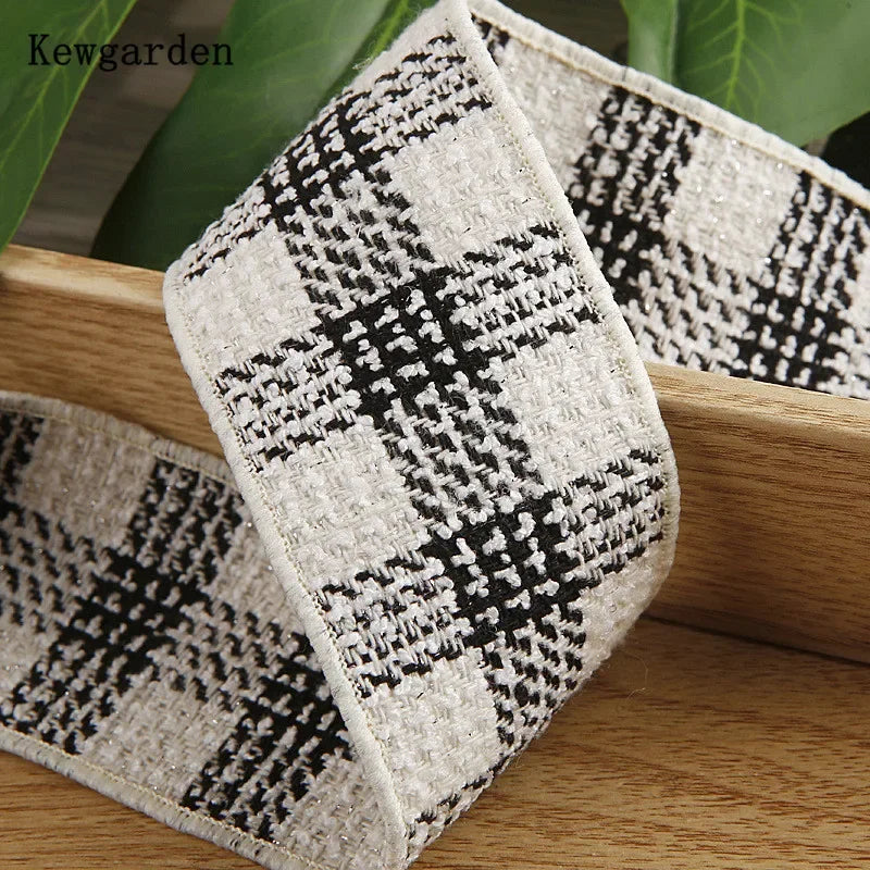 Plaid Linen Cotton Knitting Ribbons