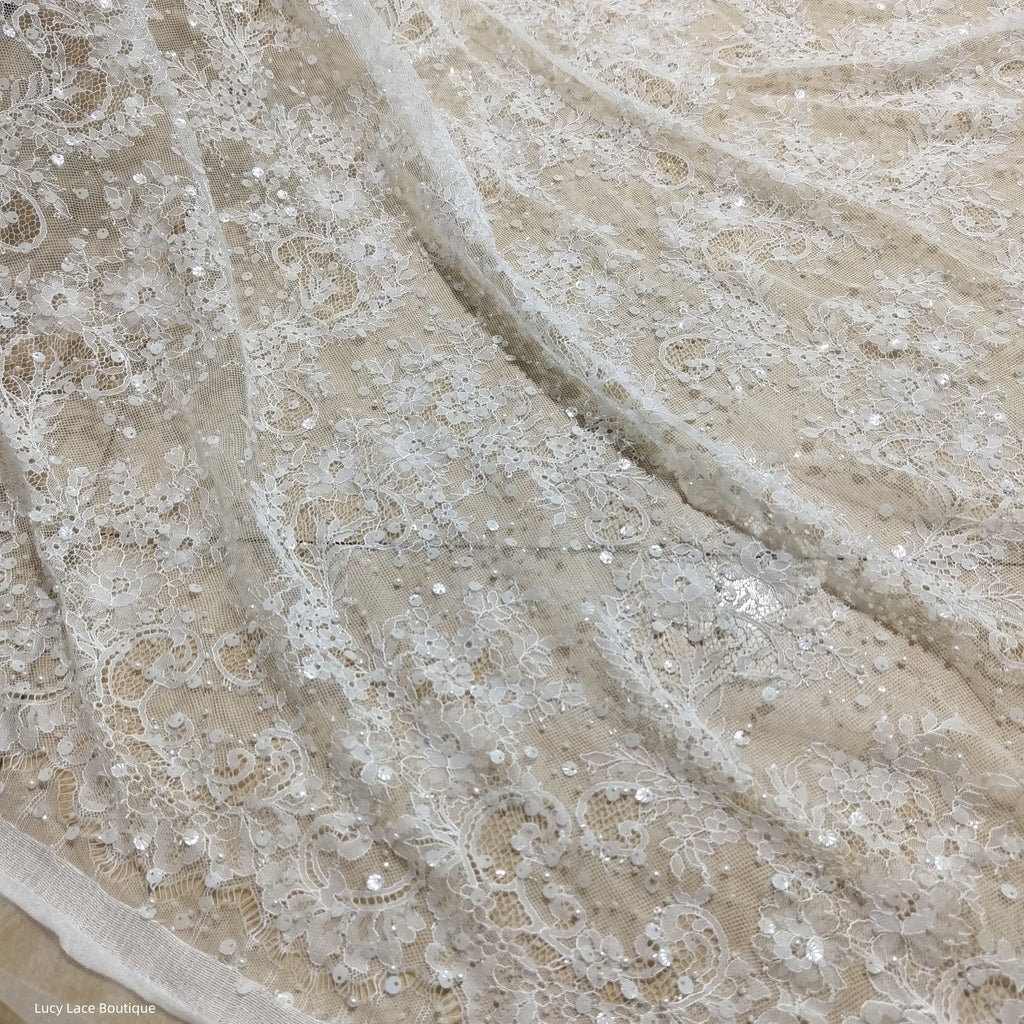 145CM Wide Beaded Lace Fabric