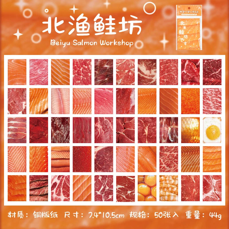 50sheets Memo Material Retro Food Pattern Craft Paper