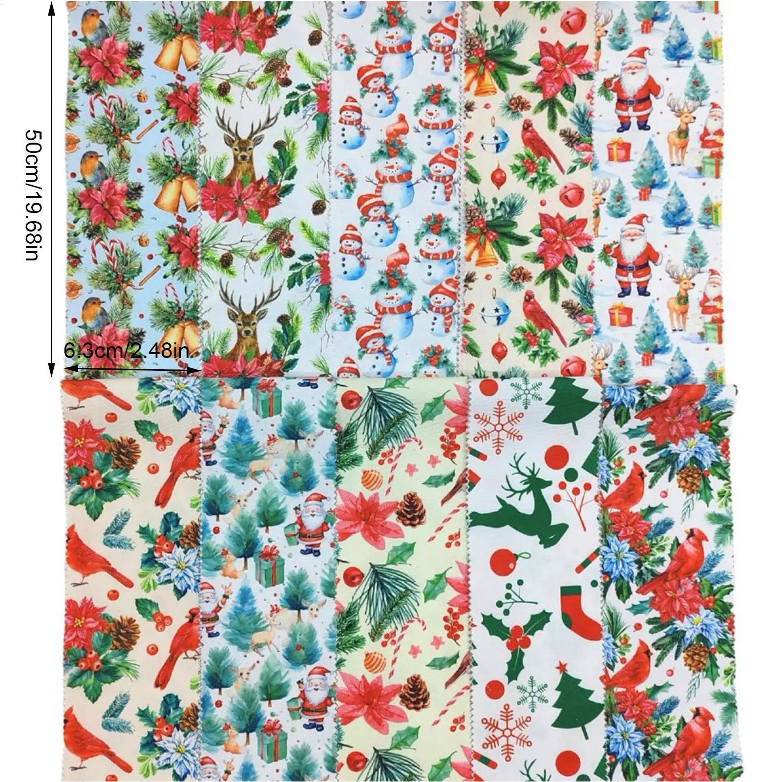 40pcs Christmas Fabric Squares Jelly Roll Strips