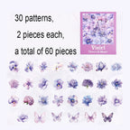 60 Pieces Plant Flower Pattern PET Stickers