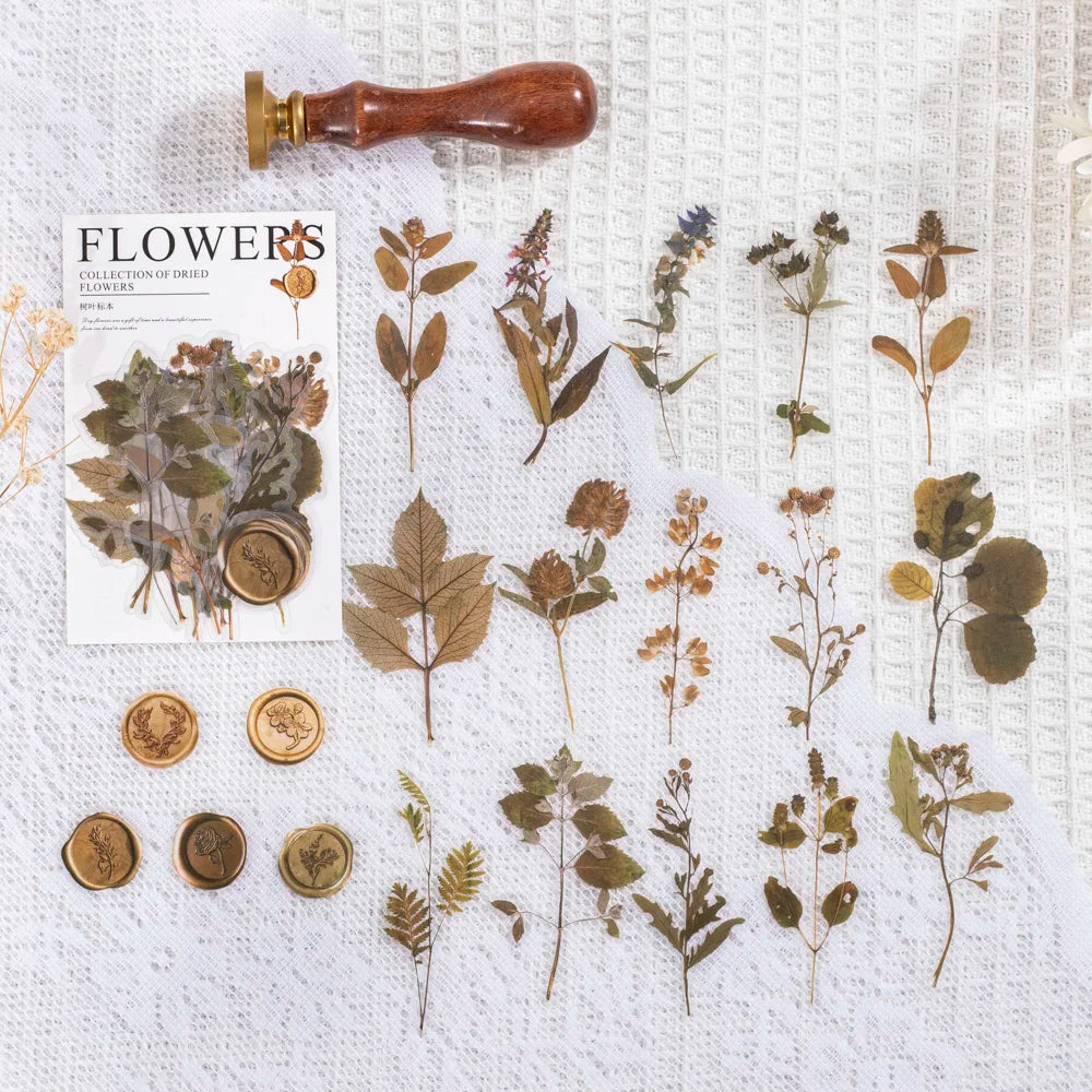 40 pcs/pack Vintage Dried flower Leaf specimen Stickers