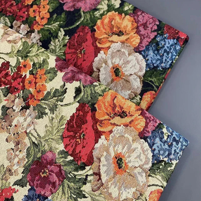 100X148Cm Oil Painting Floral Jacquard Fabric