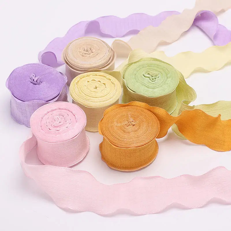 4CM 9 Meters/Roll Wrinkled Lace Edge Ribbons