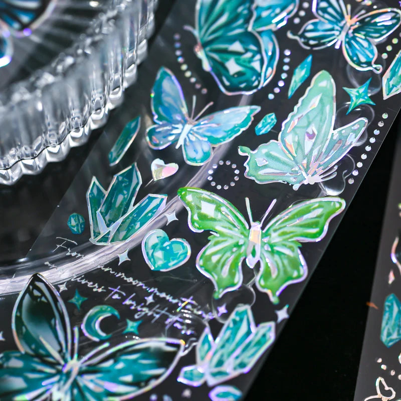 3 pcs laser Butterfly PET Stickers Decorative Scrapbooking