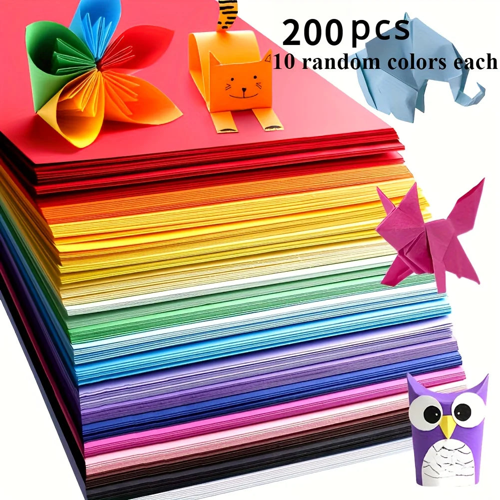 200Pcs, Colorful Handmade Paper, Square