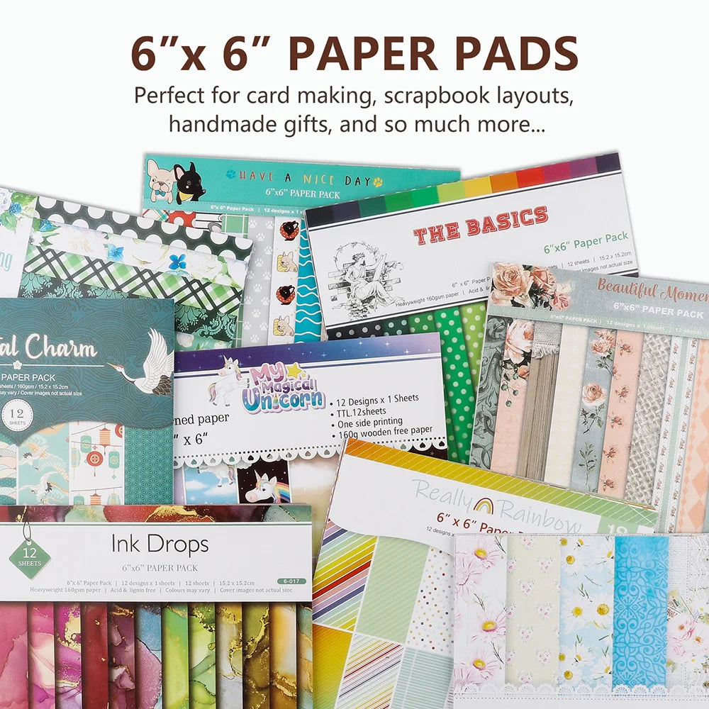 12 Sheets Vintage Background Printed Scrapbooking Paper Pads