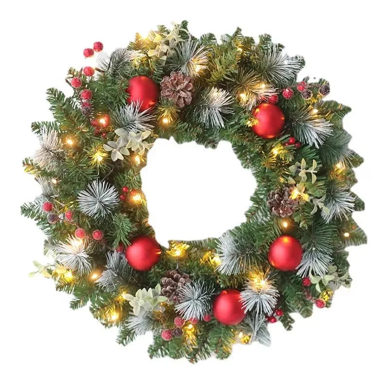 Elegant Red Christmas Wreath LED