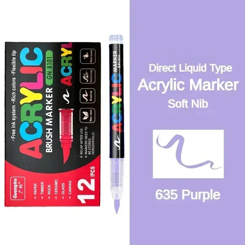 360/12 Colors Acrylic Paint Pens Markers Brush Tip