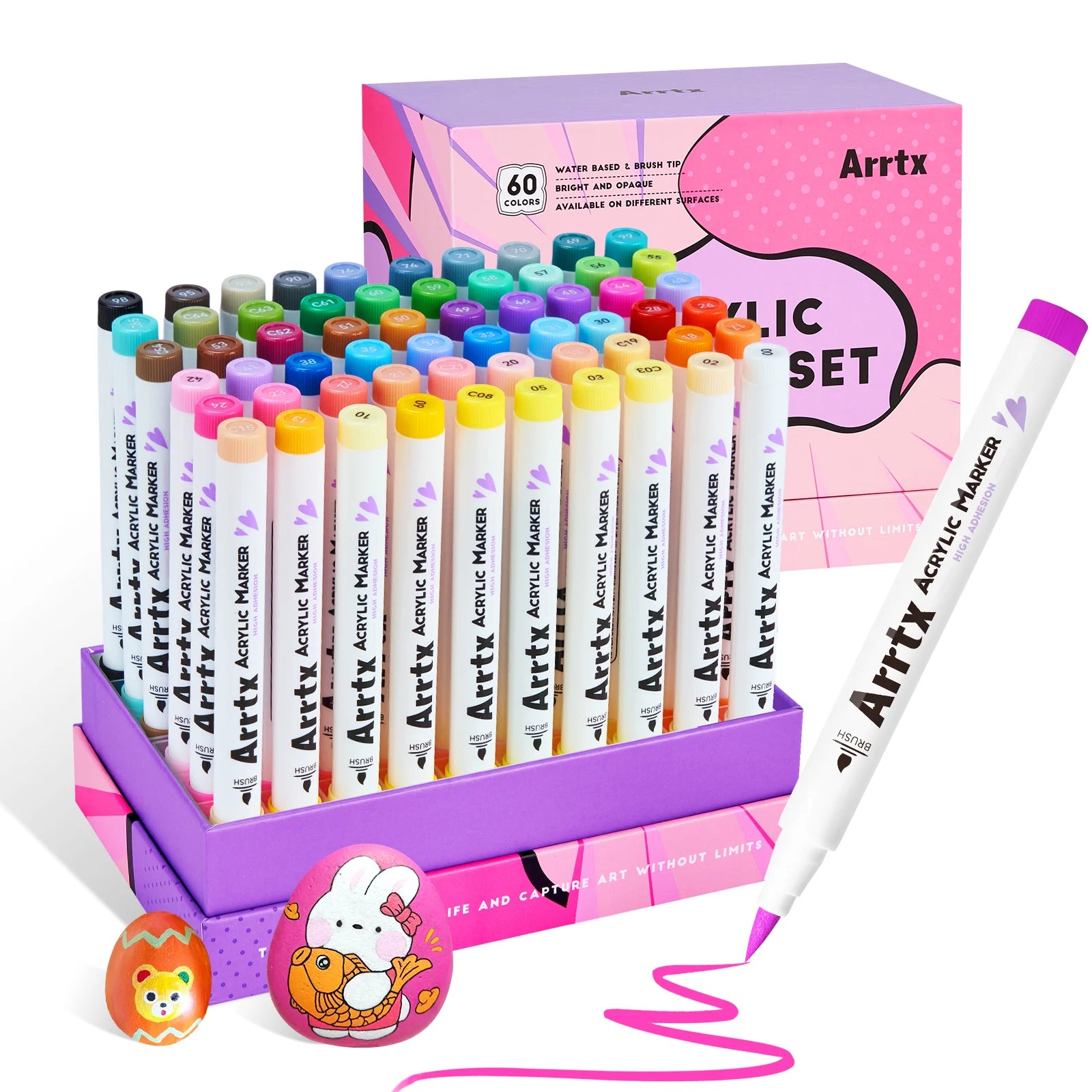 Arrtx 60 Colors Paint Markers Paint Pens