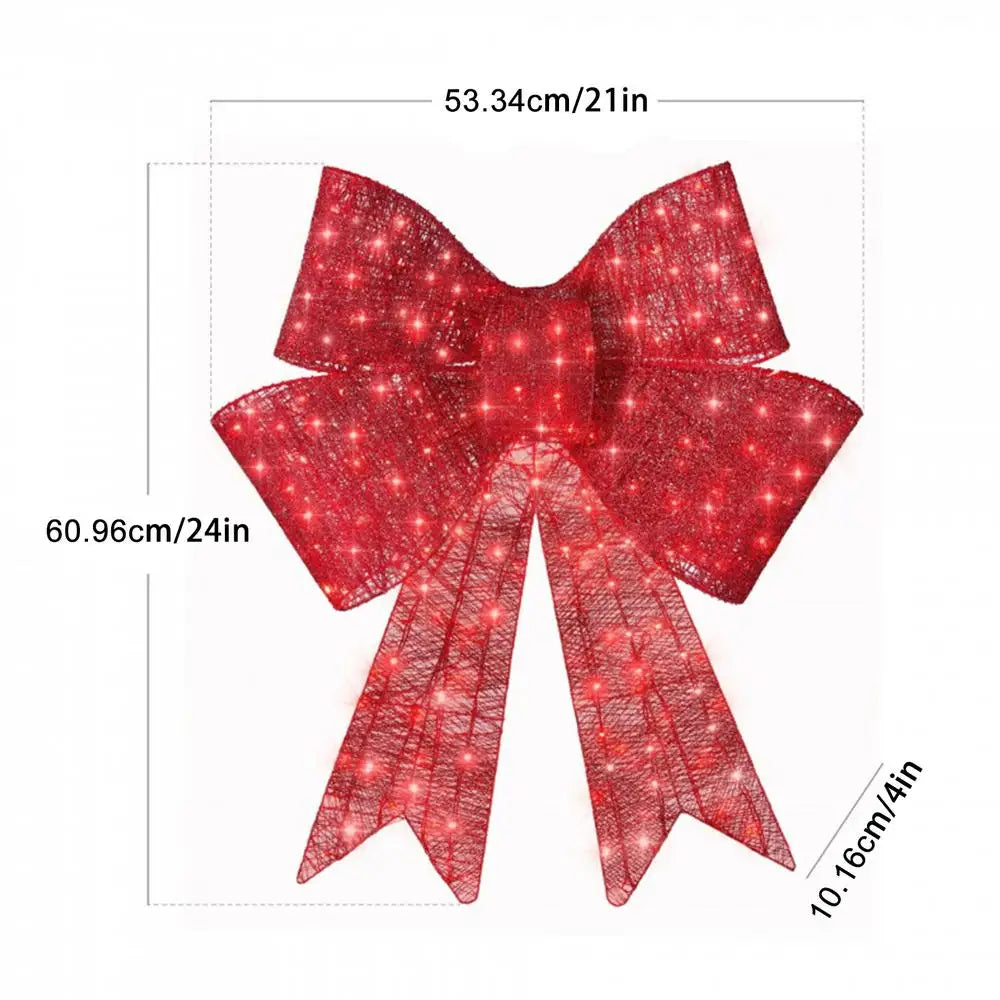 Christmas Wreath Bow 60cm Lighted Red