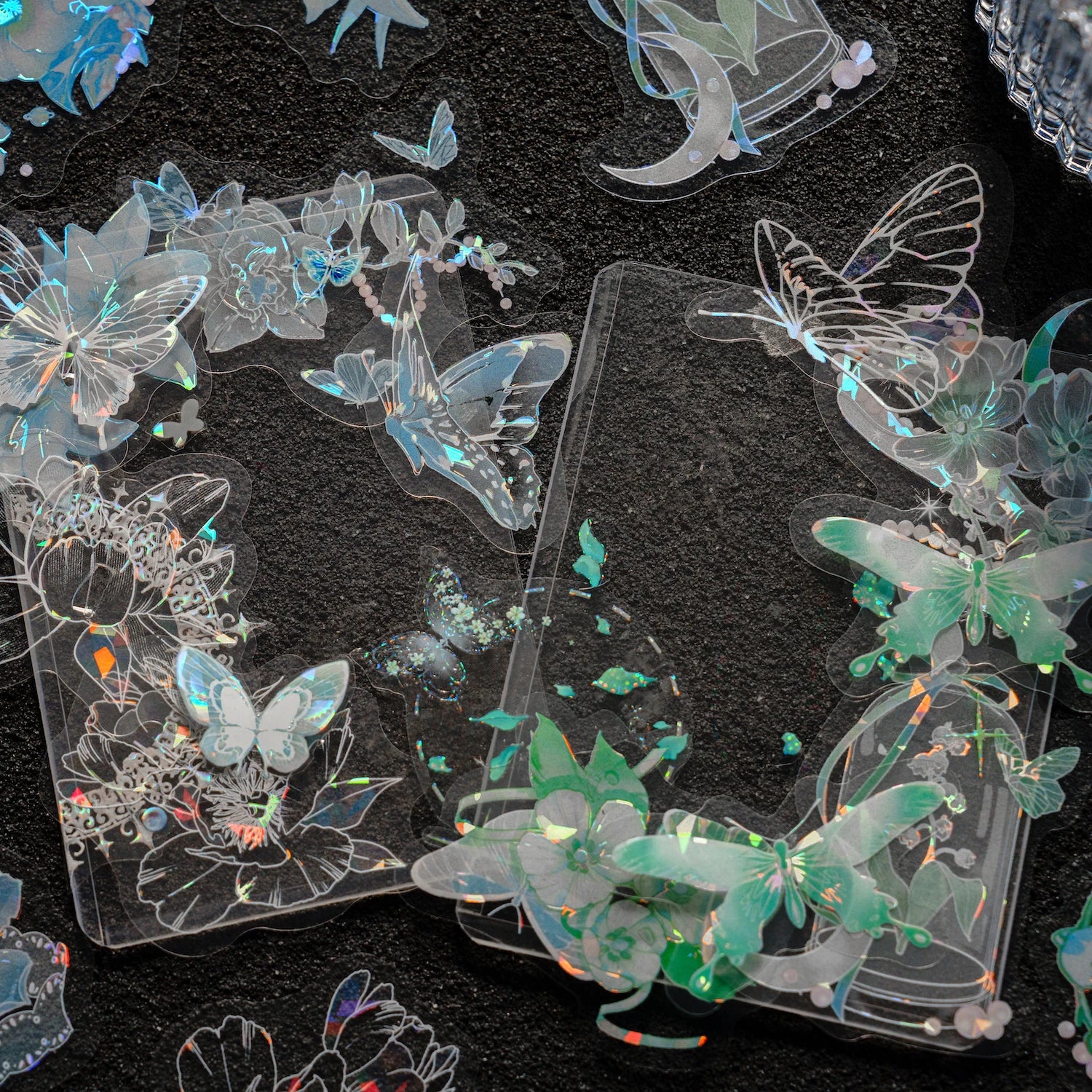 30pcs PET Transparent Stickers Plant Flowers Decorative Labels Scrapbooking