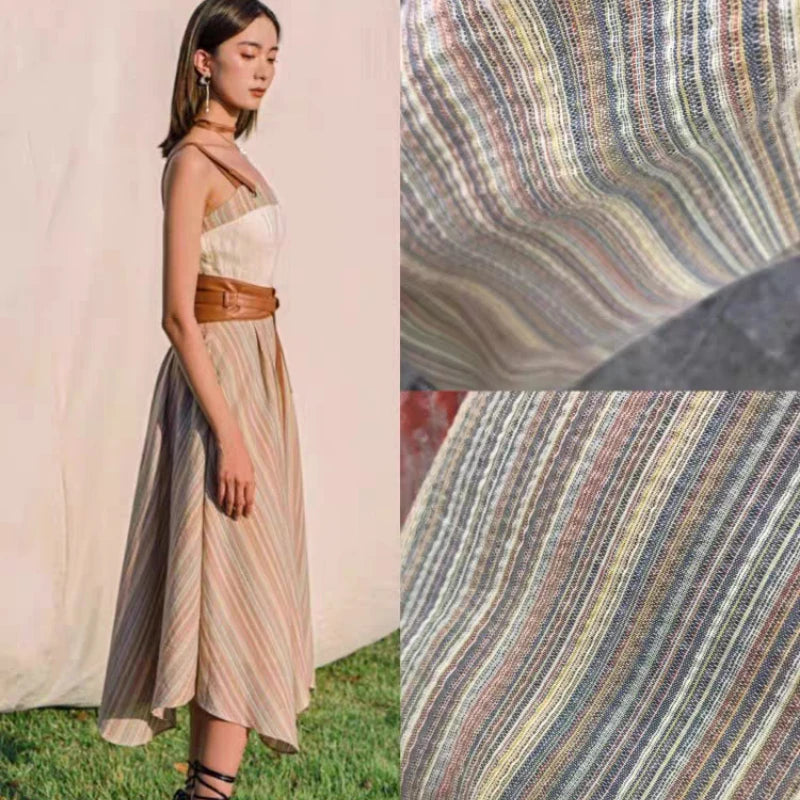 Colorful Striped Linen Fabric