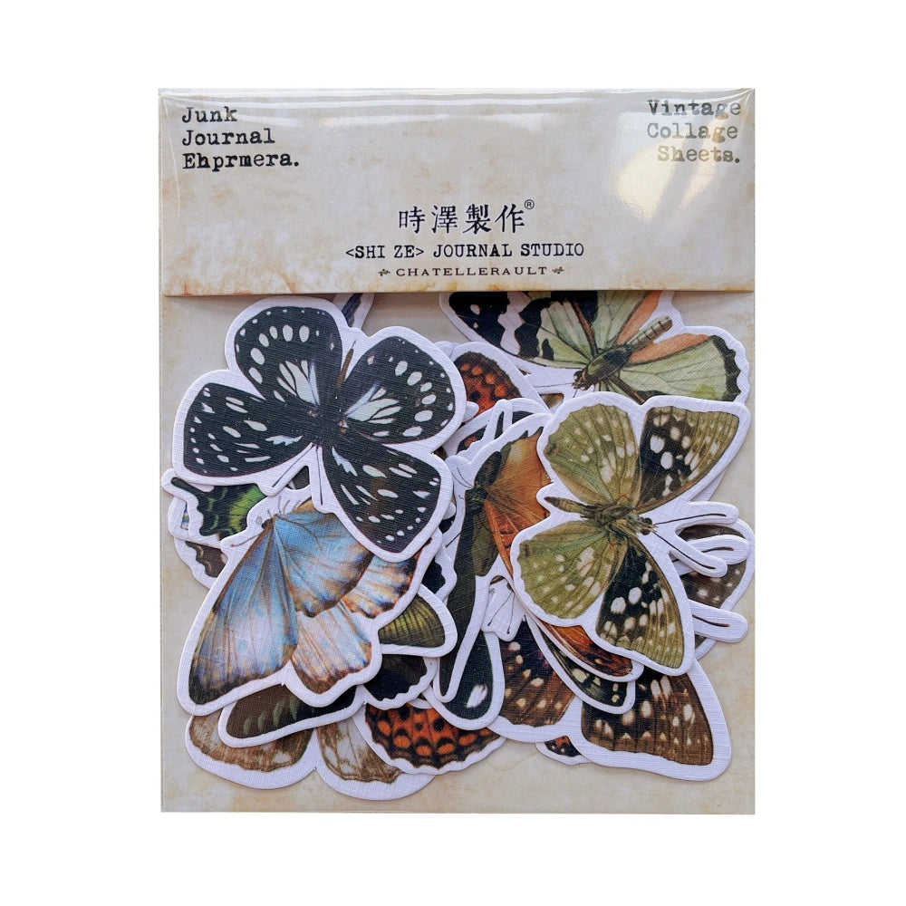 16pcs / bag cloth paper vintage butterfly material