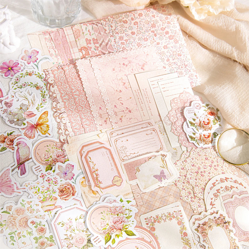 100pcs/set Mixed Material Pack Flower Lace Handbook