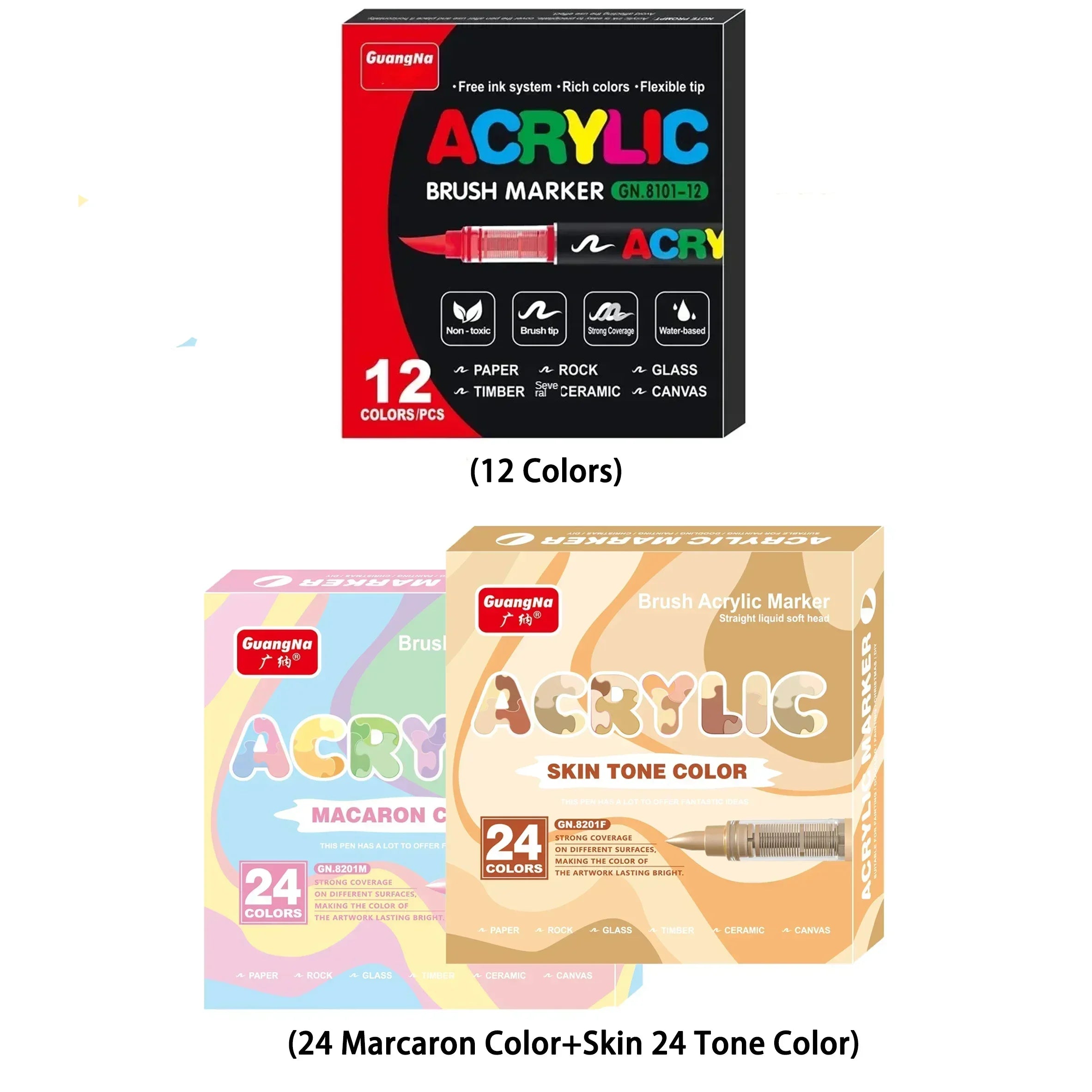 360/12 Colors Acrylic Paint Pens Markers Brush Tip