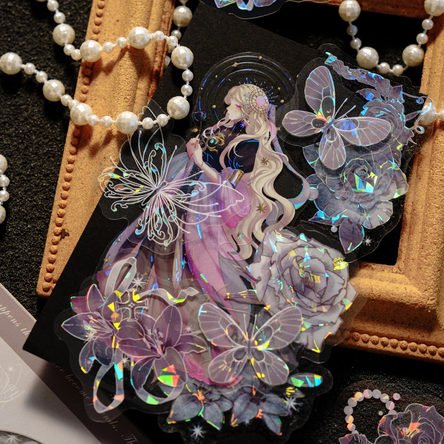 30pcs PET Transparent Stickers Plant Flowers Decorative Labels Scrapbooking