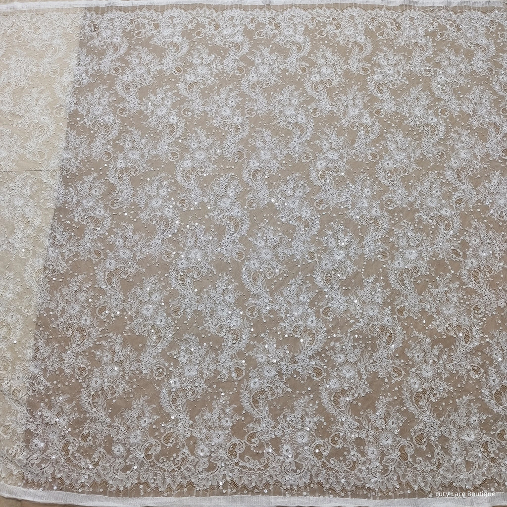 145CM Wide Beaded Lace Fabric