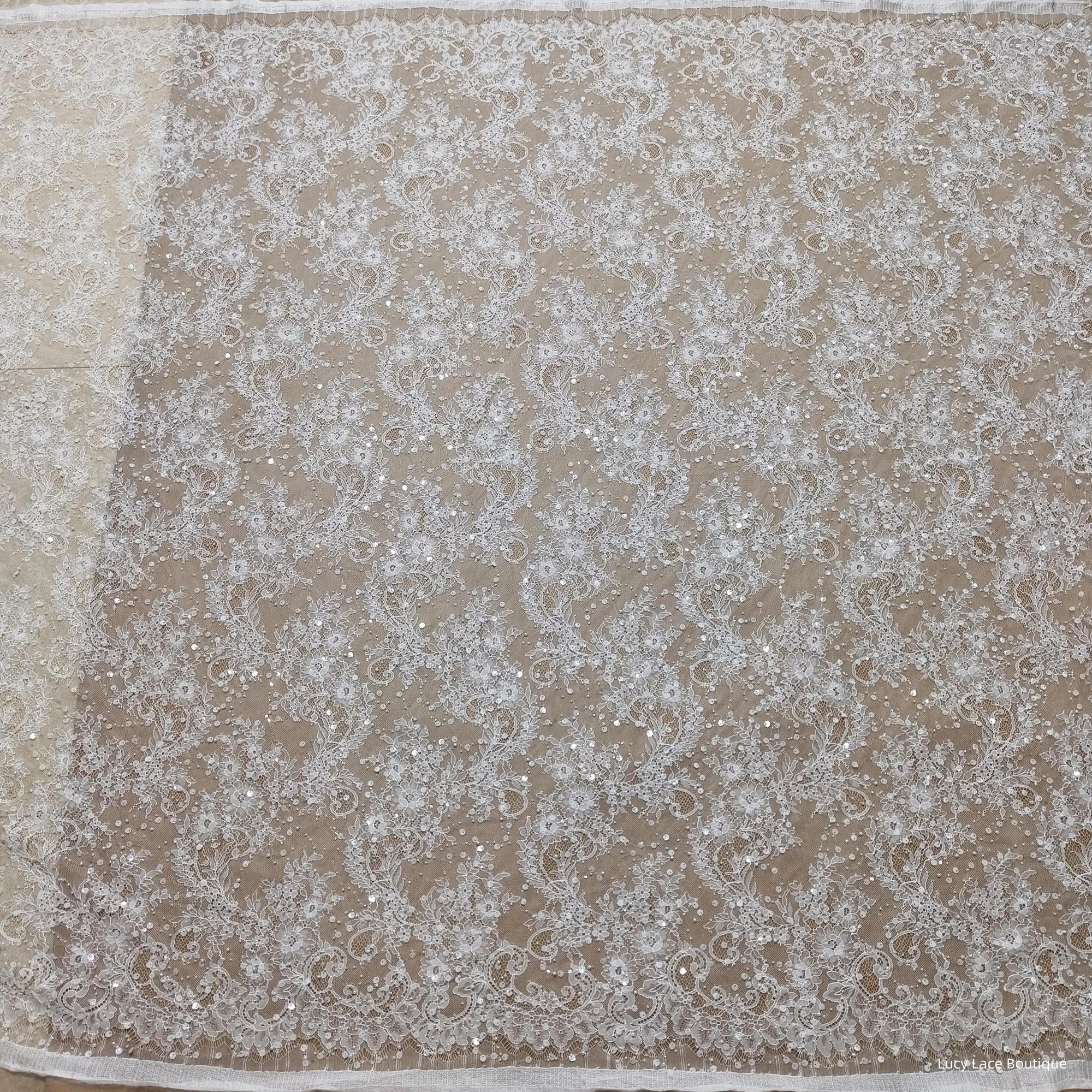 145CM Wide Beaded Lace Fabric