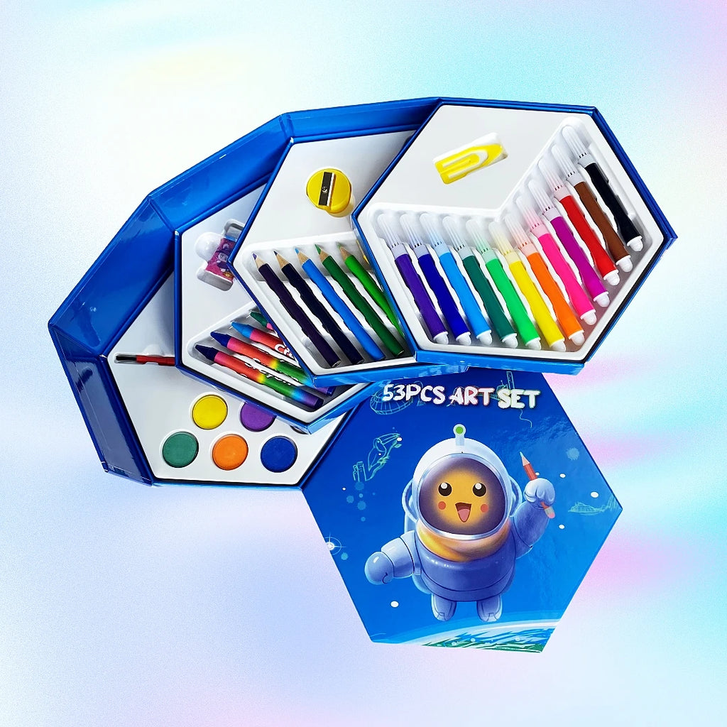 53pcs Multilayer Cartoon Art Pencil Set