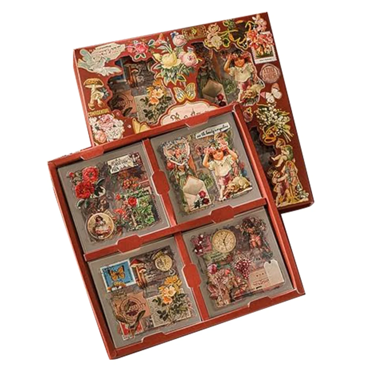 100 Sheets Vintage Butterfly Plant Flower Scrapbook Stickers