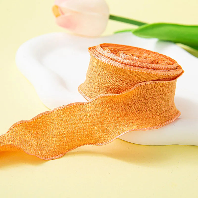 10Yards/Roll Pleated Chiffon Ribbon Wavy Edged