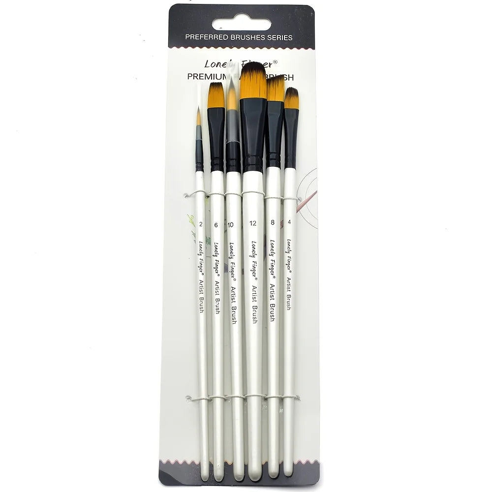 6pcs Artist Paint Brush Set Professional Anti-Shedding