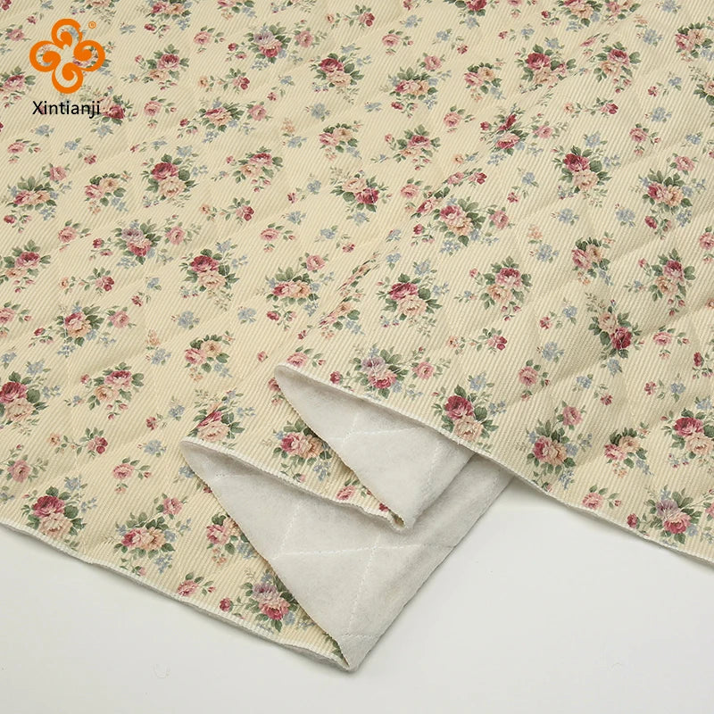 0.5m/1m/2m Vintage Floral Quilted Fabric