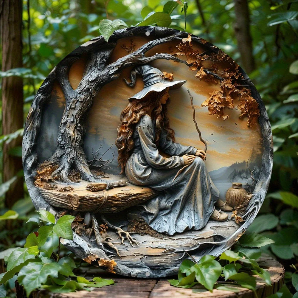 Vintage Witch Broom Theme Wreath Sign