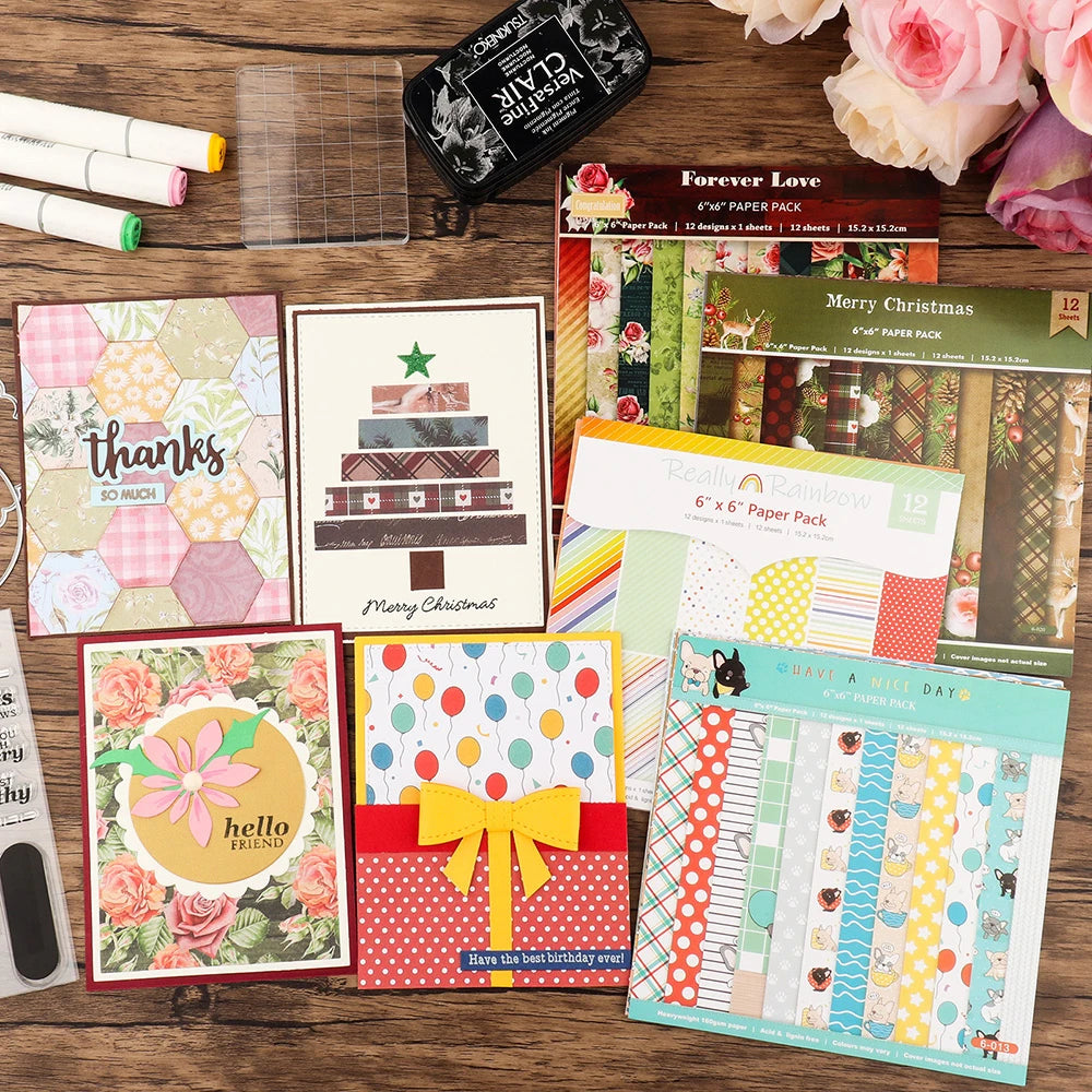 12 Sheets Vintage Background Printed Scrapbooking Paper Pads