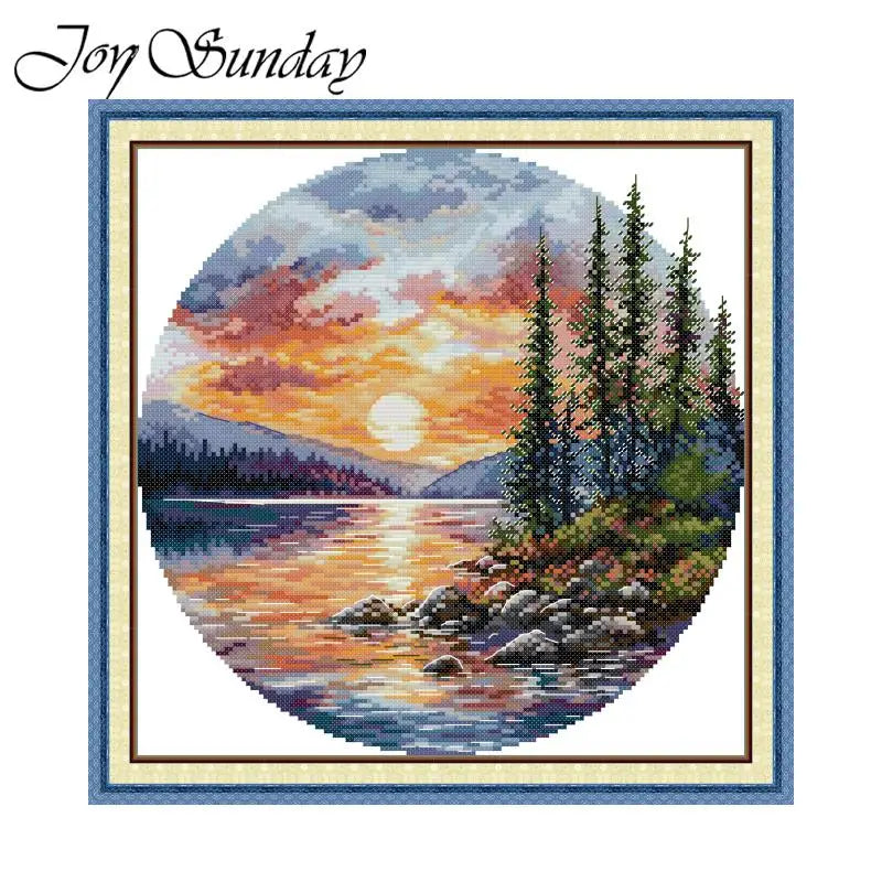 Joy Sunday Four Seasons Scenery Stamped Cross Stitch Kits