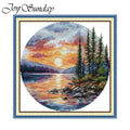 Joy Sunday Four Seasons Scenery Stamped Cross Stitch Kits