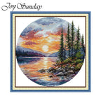 Joy Sunday Four Seasons Scenery Stamped Cross Stitch Kits