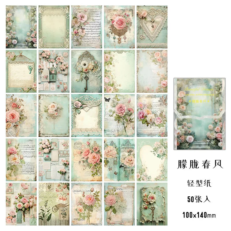 50 sheets Large Size Vintage Scrapbooking