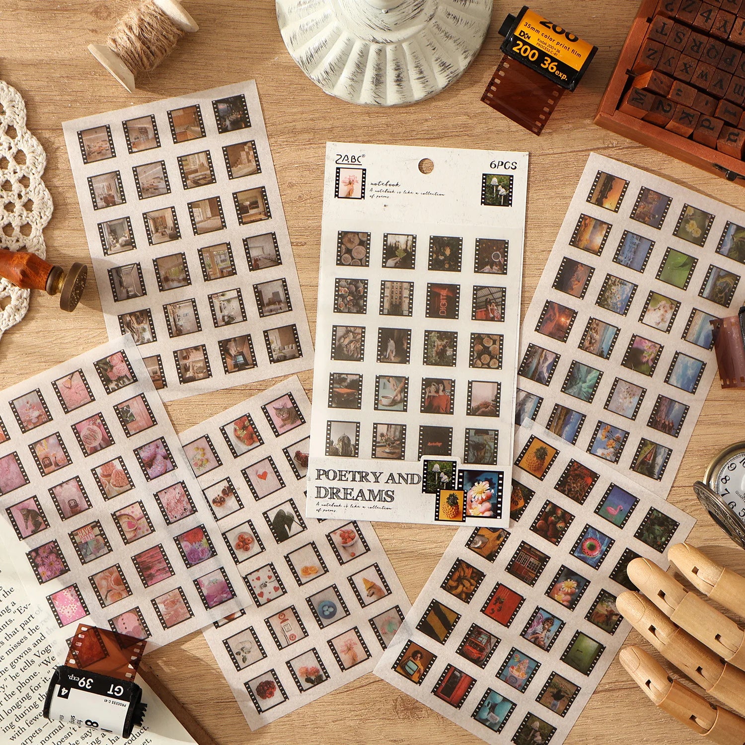 6-Piece Retro Flat Stickers