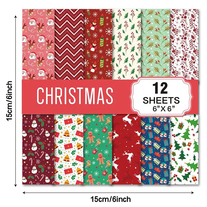12Pcs/Set Merry Christmas Paper Scrapbook