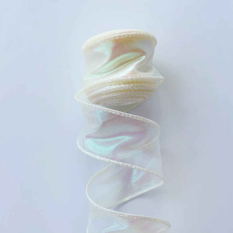 Rainbow Fishtail Ribbons Wave Edge Organza
