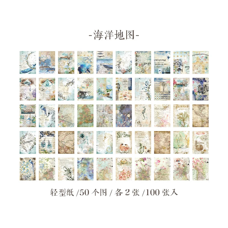 100 sheets Large Vintage Scrapbooking Decor