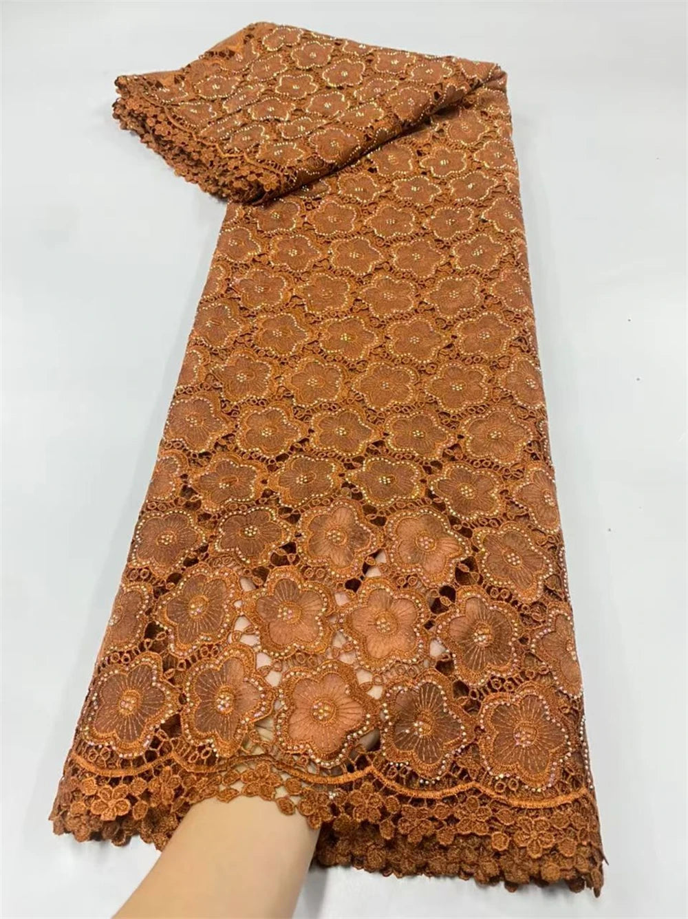 African Carbon Fiber Lace Fabric