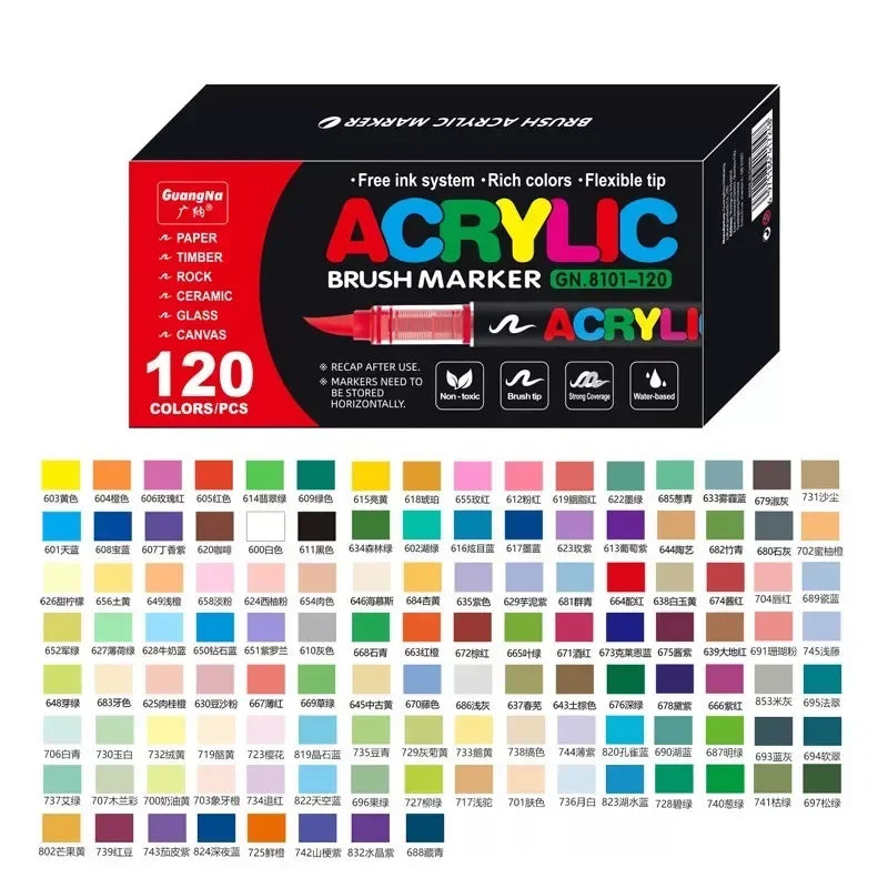 360/12 Colors Acrylic Paint Pens Markers Brush Tip