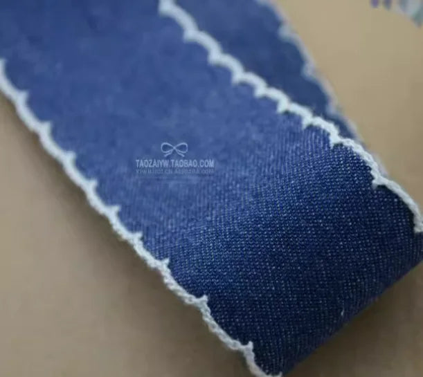 40mm 25mm 1.5" 1" Denim Fabric Ribbons