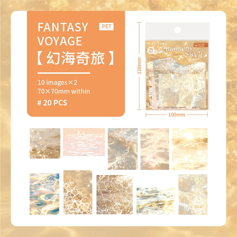 20pcs Flowing Light Wave Shadow Series Wave Theme PET Stickers