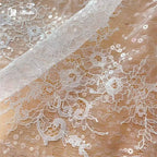 Sparkling Sequins Embroidered on Woven Thin Lace Fabric