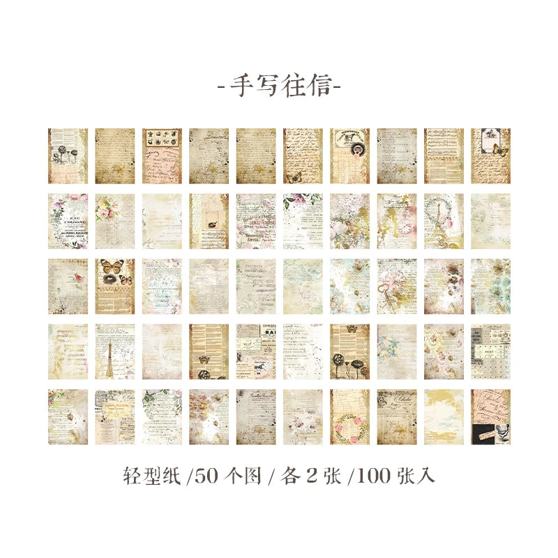 100 sheets Large Vintage Scrapbooking Decor