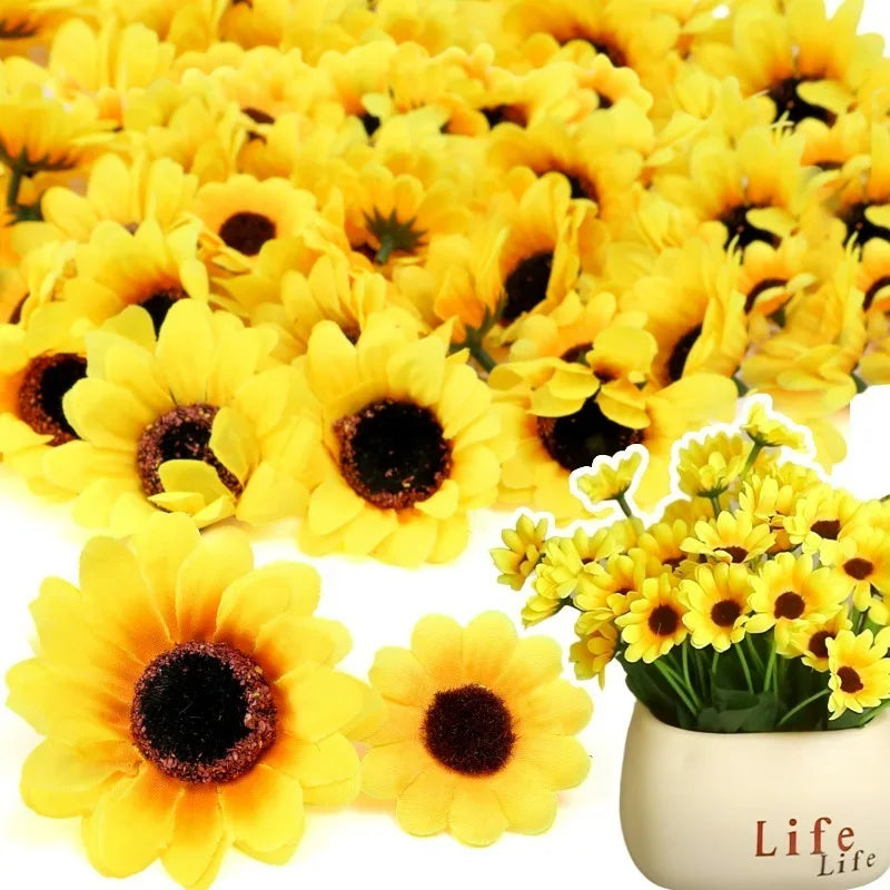 30-150Pcs Sunflower Artificial Flower Heads