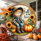 Charming Scarecrow and Fall Harvest Wood Sign - 7.9"X7.9"