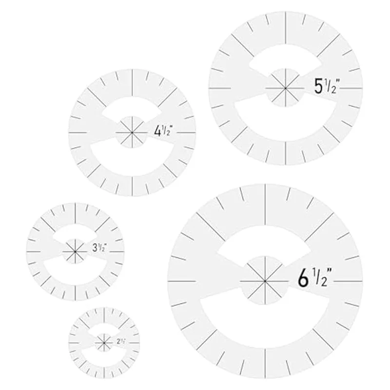 5Pcs Circle Ruler Quilting Template Set