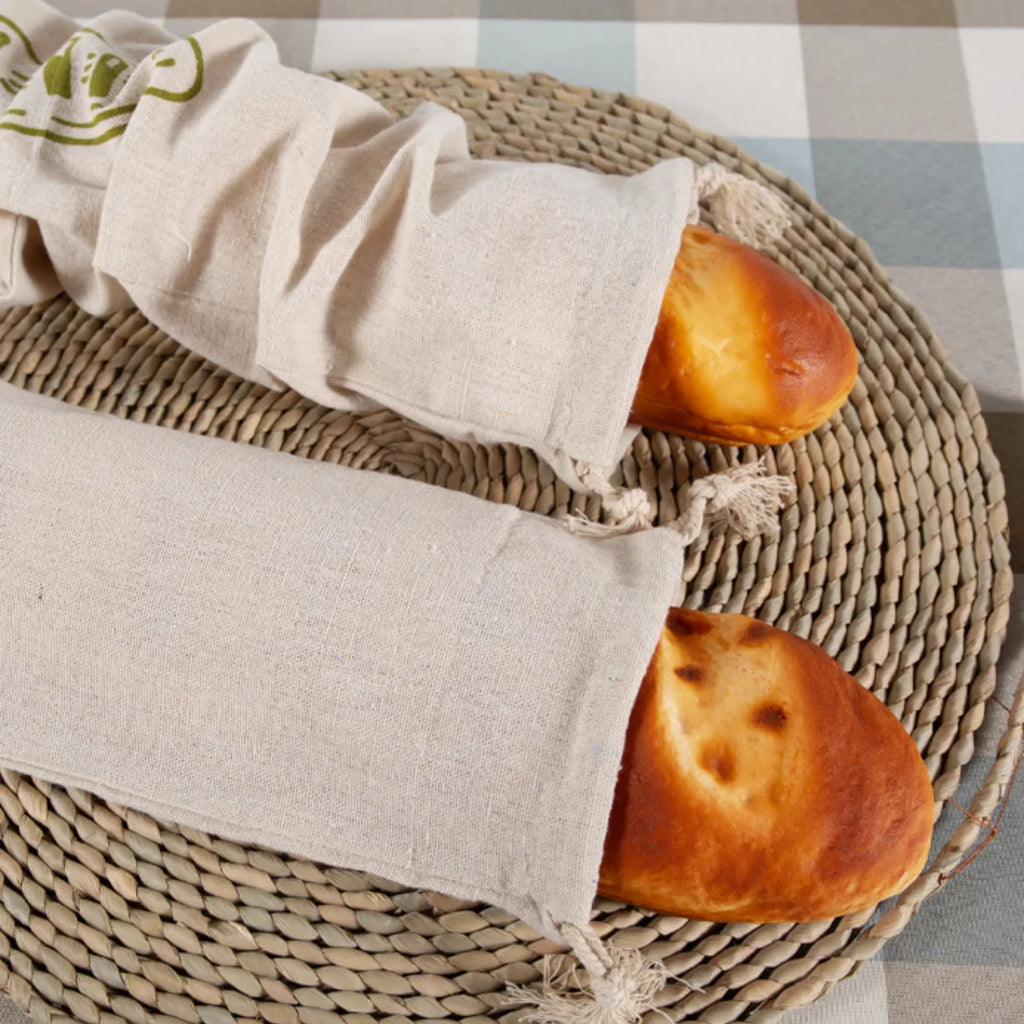 Linen Bread Bags Reusable Drawstring Bag For Loaf