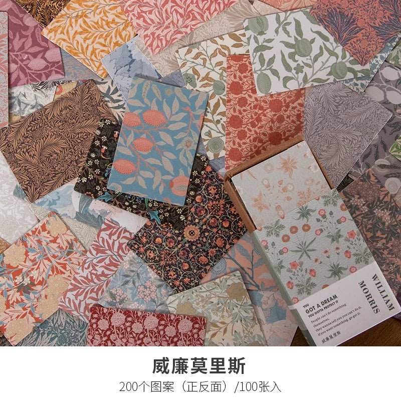 100Pcs Vintage Book Collection Kraft Paper